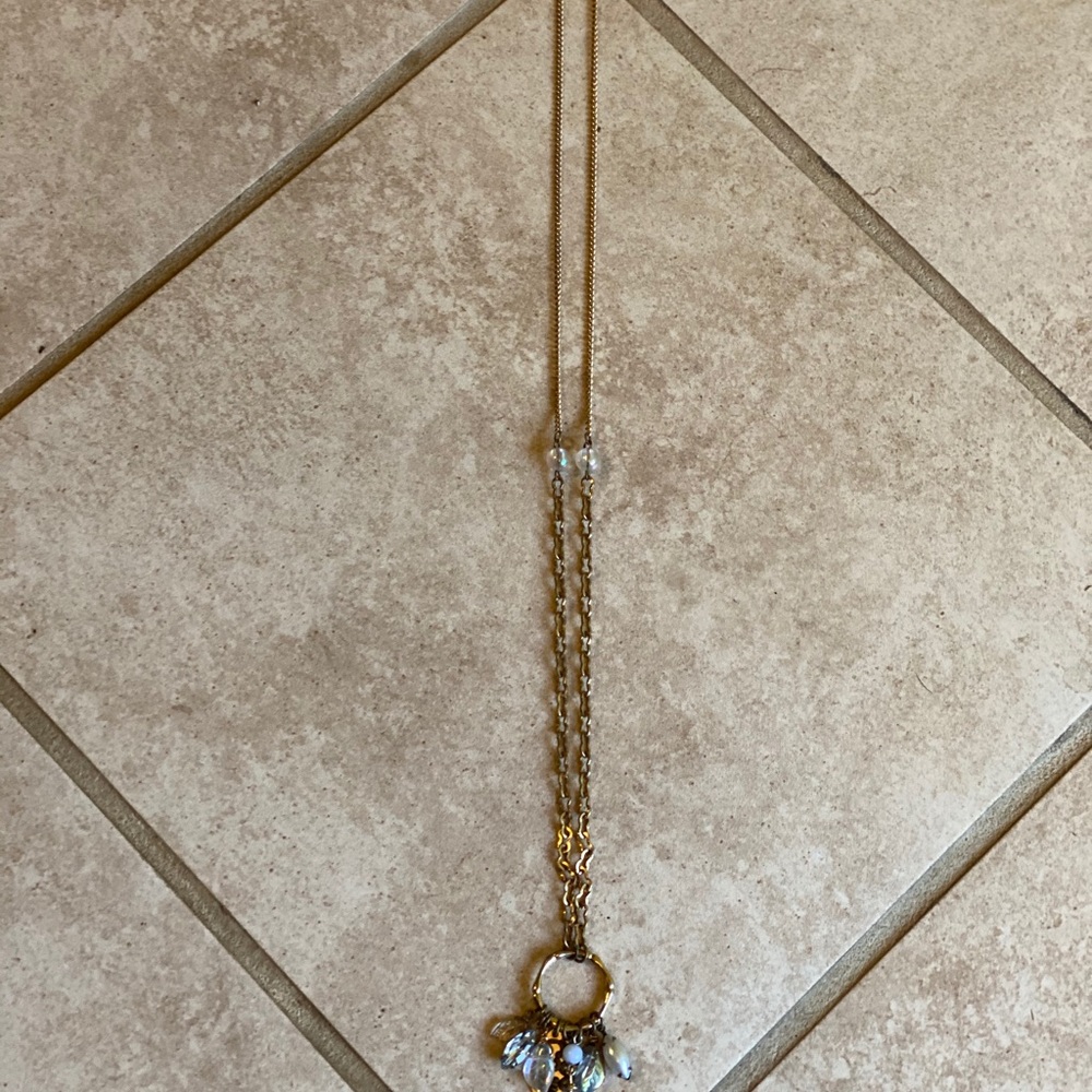 Long gold charm recycled necklace - Picture 5 of 10